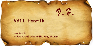 Váli Henrik névjegykártya